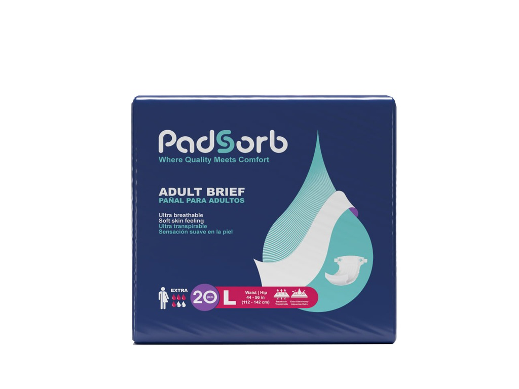 [PDS-265013] Padsorb™ Adult Brief Extra Absorbency Large 20/Pack 4 Pack/Case