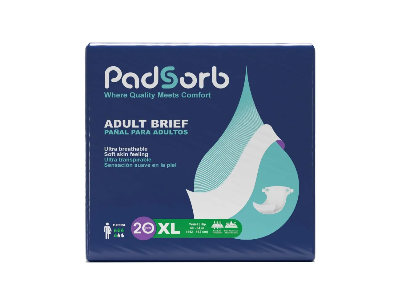 Padsorb™ Adult Brief Extra Absorbency X-Large 20/Pack 4 Pack/Case