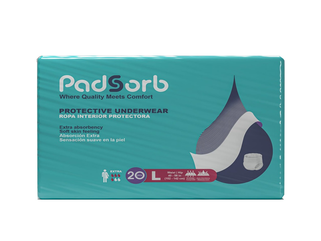 Padsorb™ Protective Underwear Extra Absorbency Large 20/Pack 4 Pack/Case